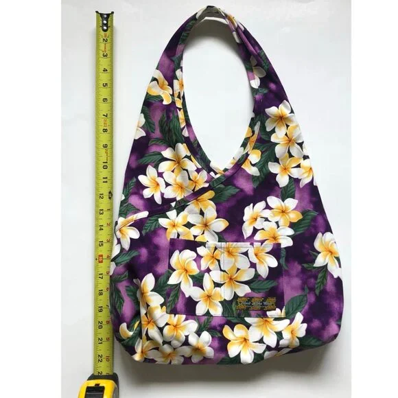 NWOT, Island Aloha Wear, Purple w/Tropical Floral, Cloth, Hobo/Beach/Tote Bag - Picture 9 of 11